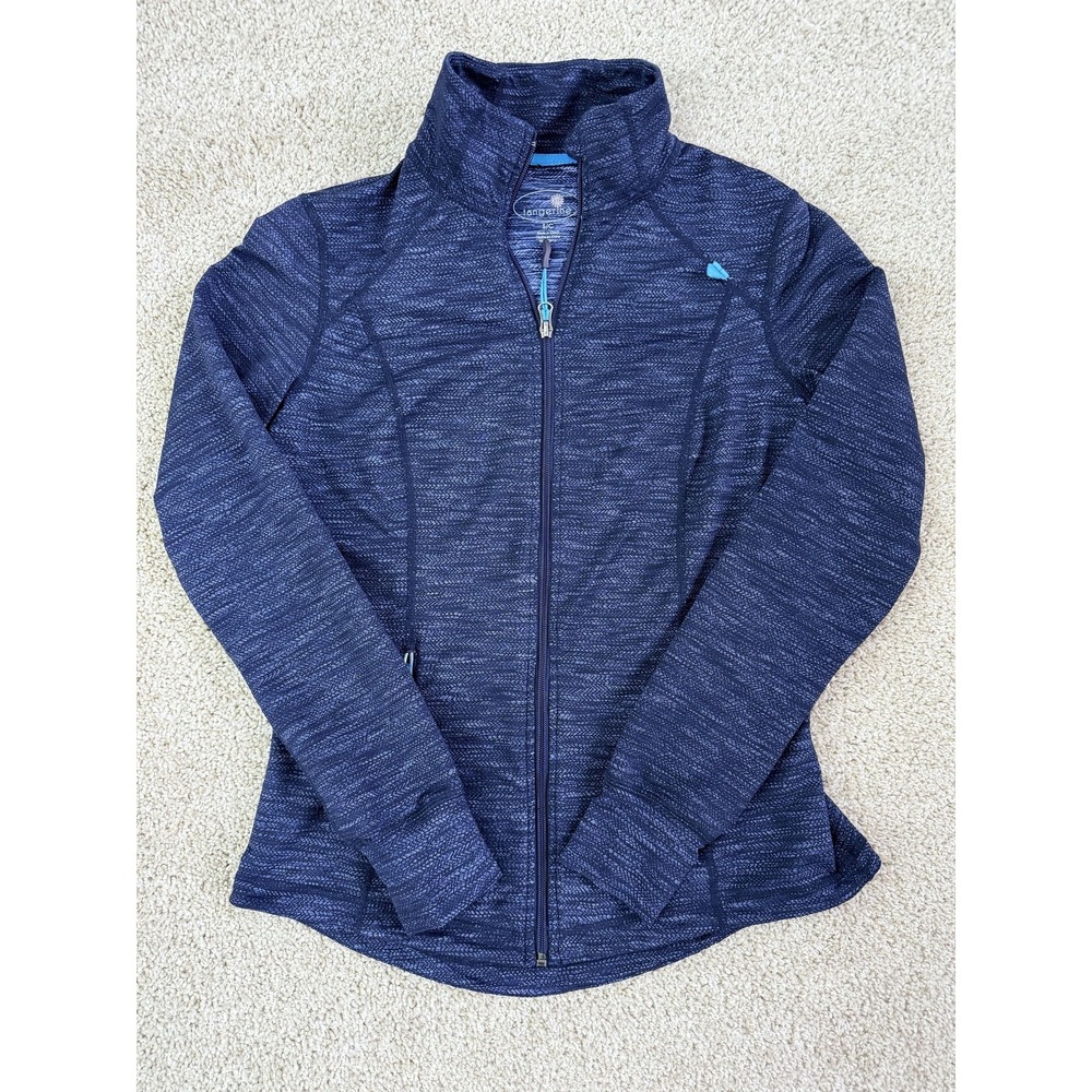 Tangerine Jacket Womens Small Blue Track Full Zip Thumbholes Athletic Slim